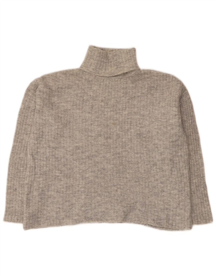 Suéter feminino Massimo Dutti com gola redonda grande Reino Unido 10 pequeno cinza