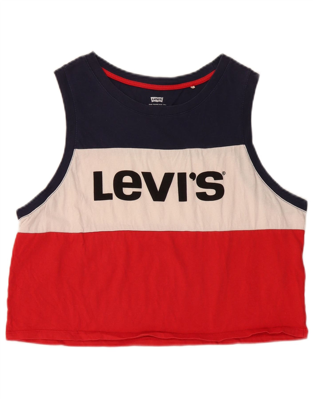 Colete feminino LEVI'S Crop Graphic Vest UK 14 grande bloco colorido multicolorido
