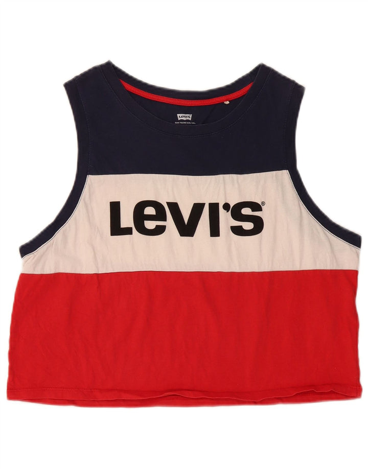 Colete feminino LEVI'S Crop Graphic Vest UK 14 grande bloco colorido multicolorido