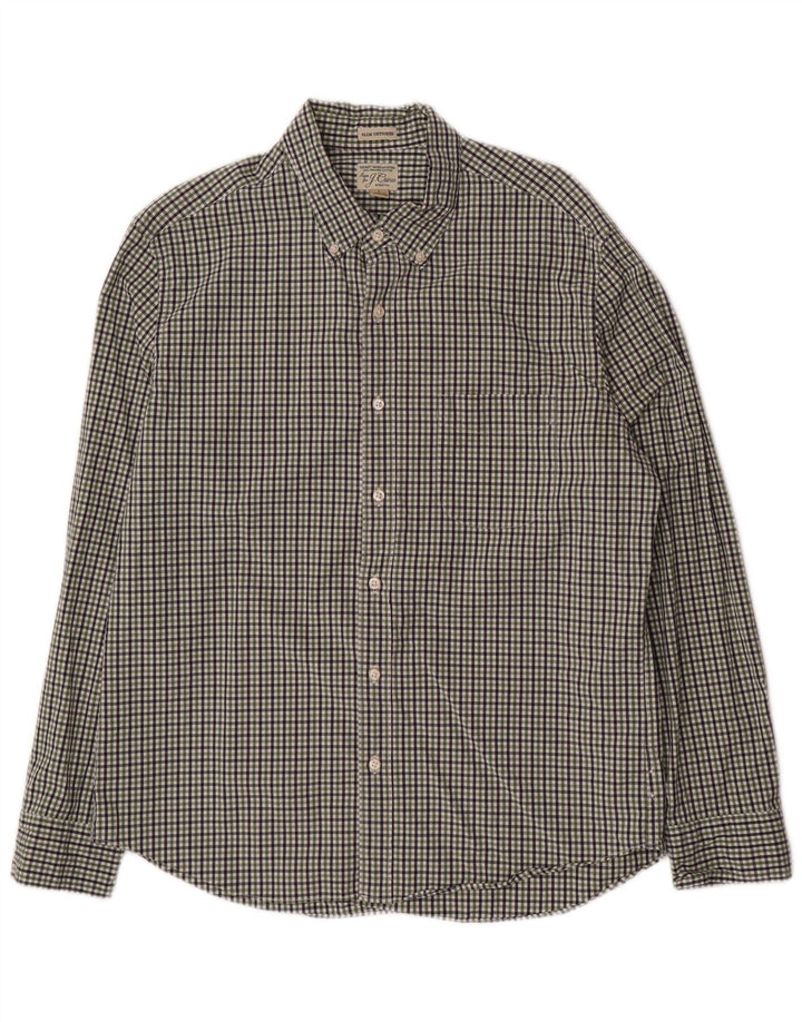 J. CREW Camisa masculina slim grande de algodão verde guingão