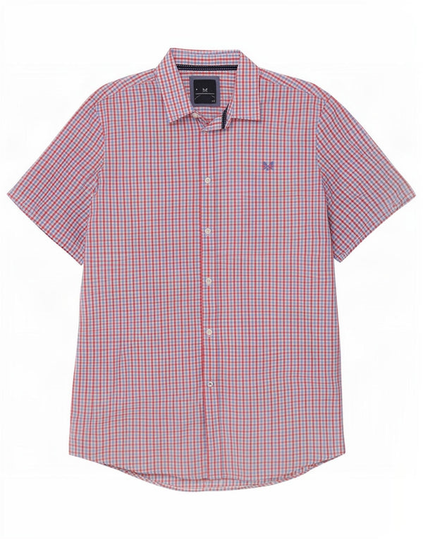 Crew Clothing Mens Camisa de manga curta 2XL Algodão xadrez vermelho