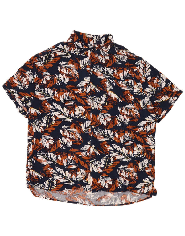 Camisa masculina de manga curta Chaps XL azul floral rayon