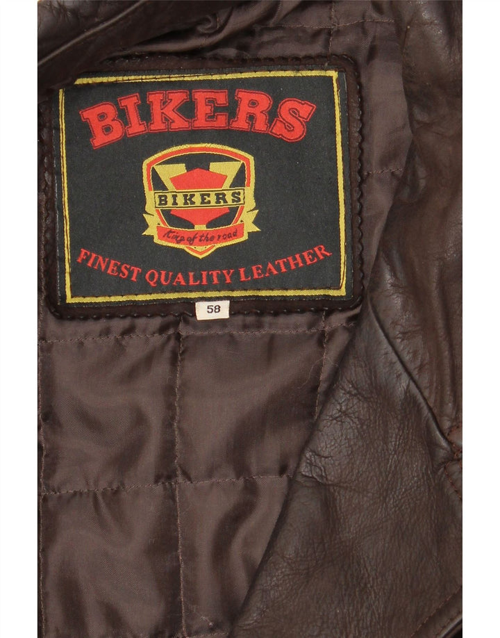 Jaqueta blazer masculina de couro com 4 botões BIKERS IT 58 4XL couro marrom
