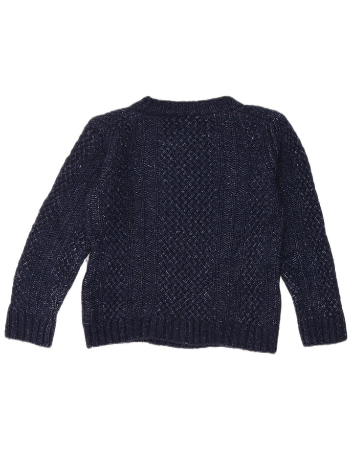 Suéter feminino Massimo Dutti com gola canoa Reino Unido 12 médio azul marinho