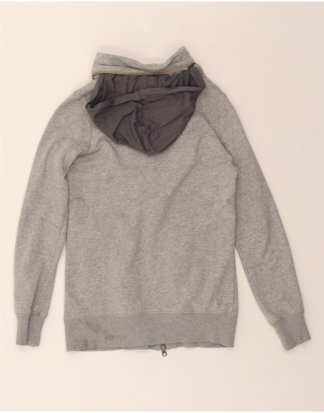 NIKE Womens Zip Hoodie Sweater UK 10/12 Medium Grey Cotton Vintage Nike and Second-Hand Nike from Messina Hembry 