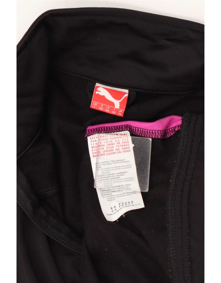 Puma Womens Tracksuit Top Jacket UK 14 Grande Preto Colourblock Poliéster