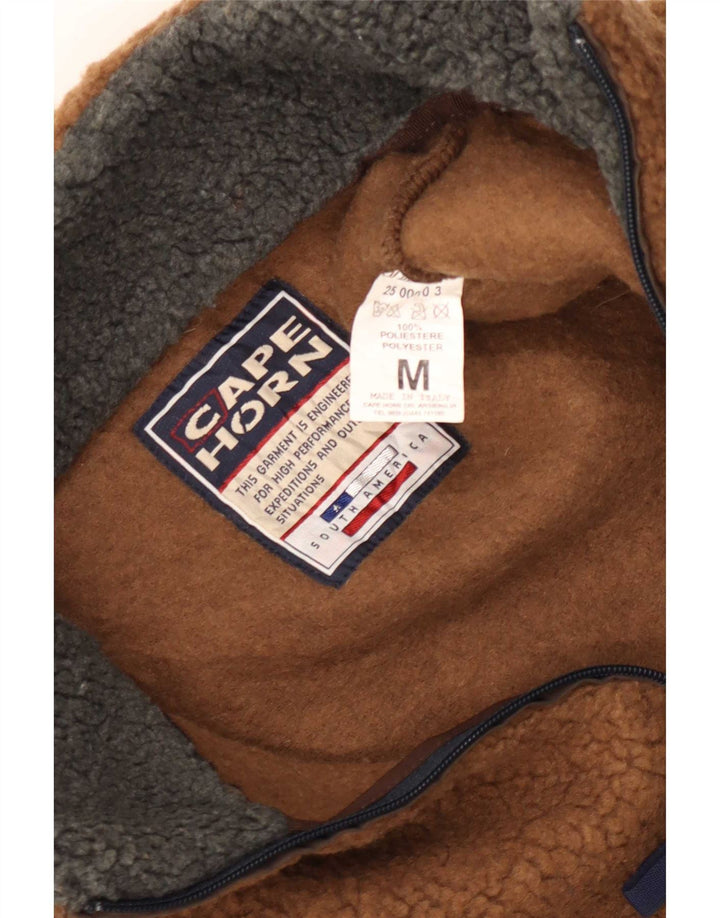 Suéter masculino de lã Cape Horn com zíper e gola média azul marinho colorblock
