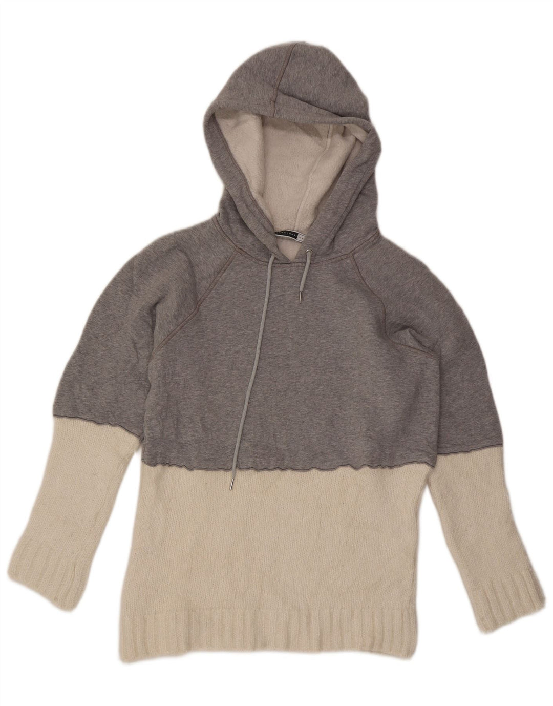 Sportmax feminino moletom com capuz UK 14 bloco colorido cinza médio