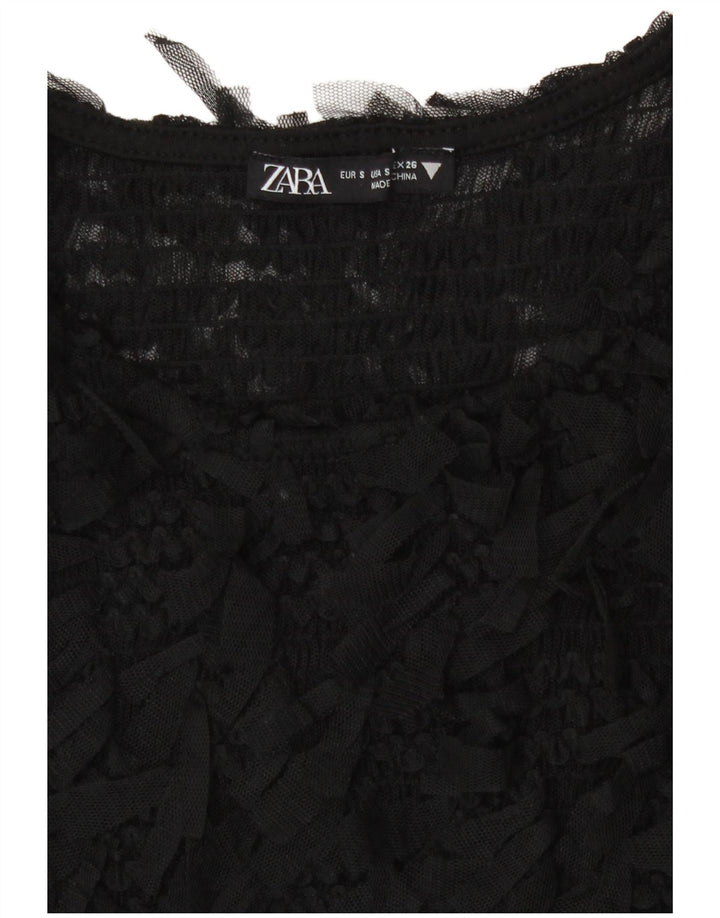 Blusa feminina Zara cropped transparente Reino Unido 8 pequena preta