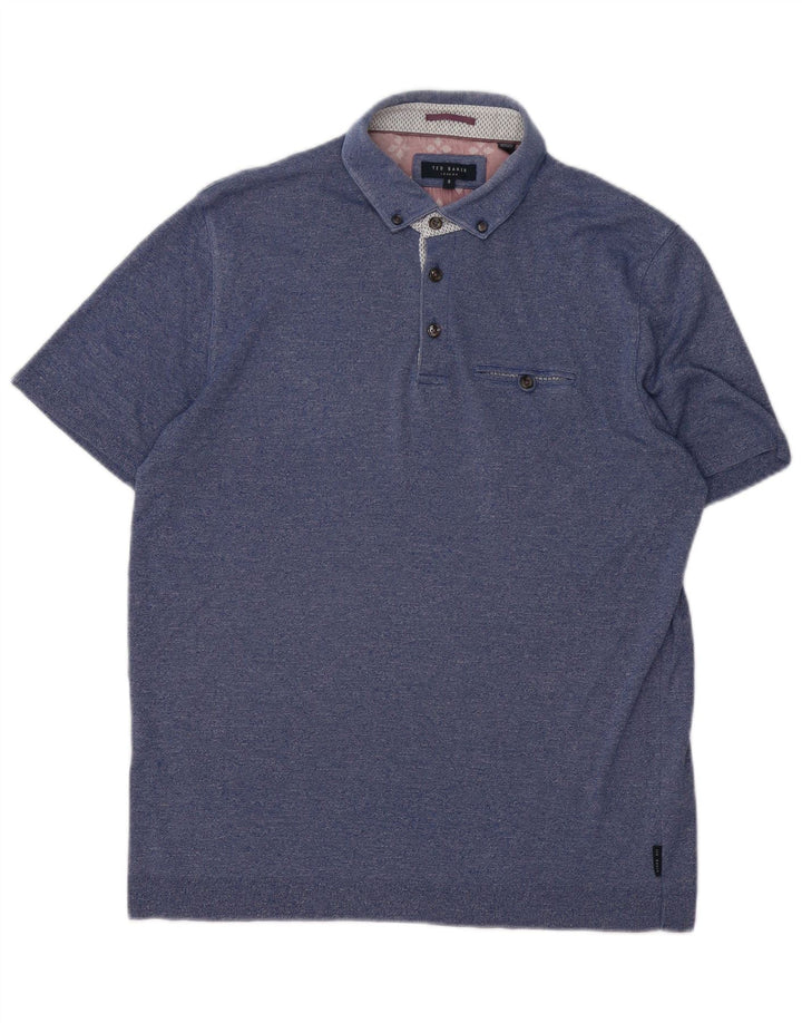 Camisa polo masculina Ted Baker tamanho 5 XL algodão azul