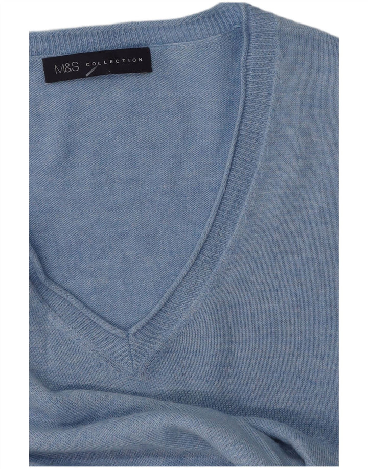Suéter feminino Marks & Spencer com decote em V Reino Unido 14 azul médio