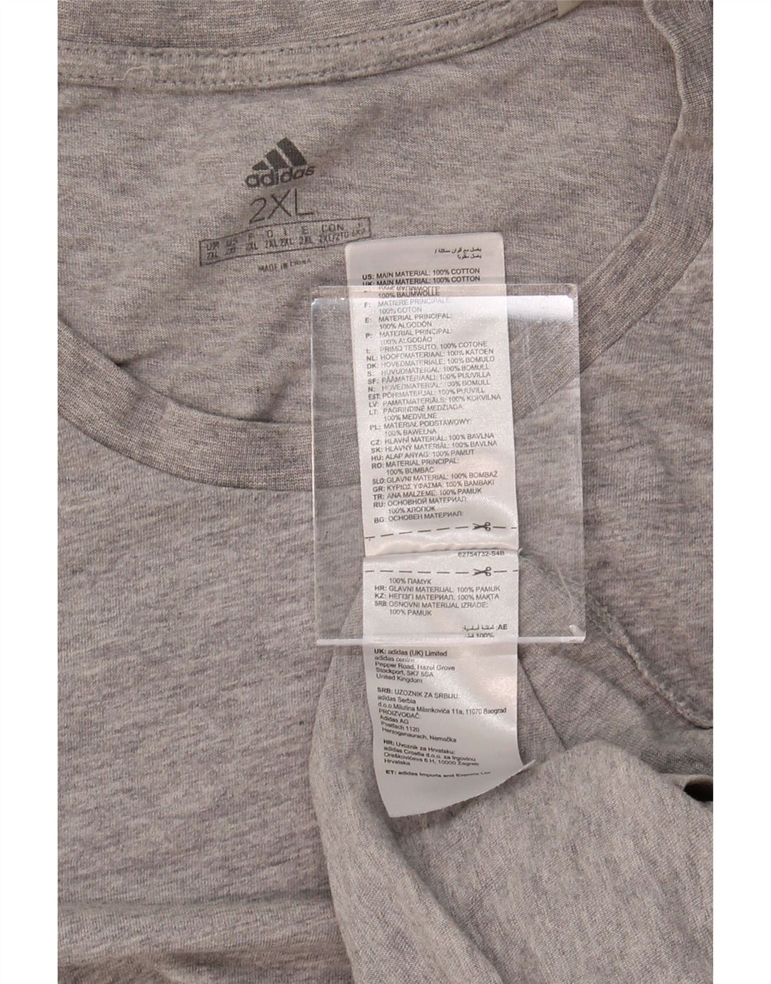 Camiseta masculina ADIDAS Top 2XL Algodão Cinza