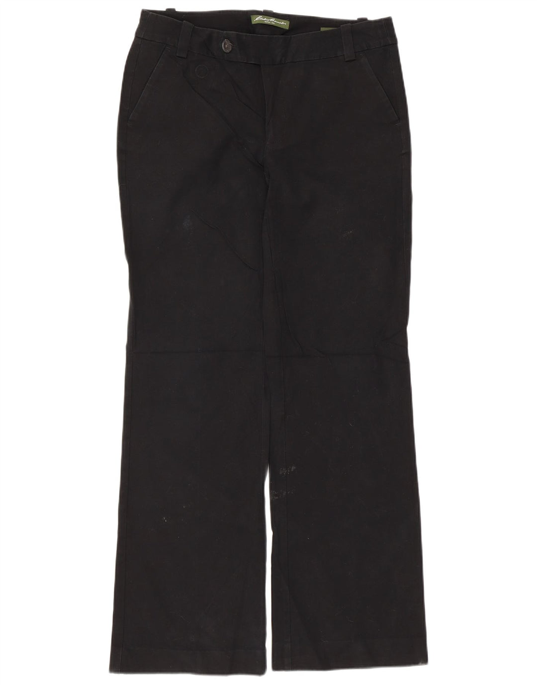 Calça feminina casual Eddie Bauer reta US 6 médio W34 L30 preta