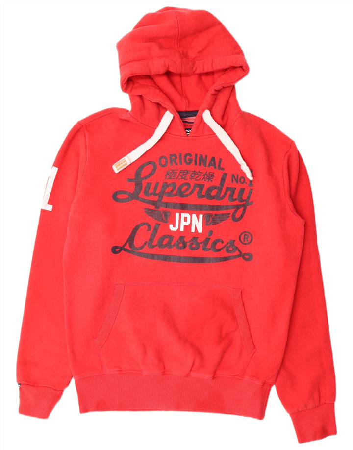 Suéter com capuz gráfico masculino SUPERDRY grande algodão vermelho
