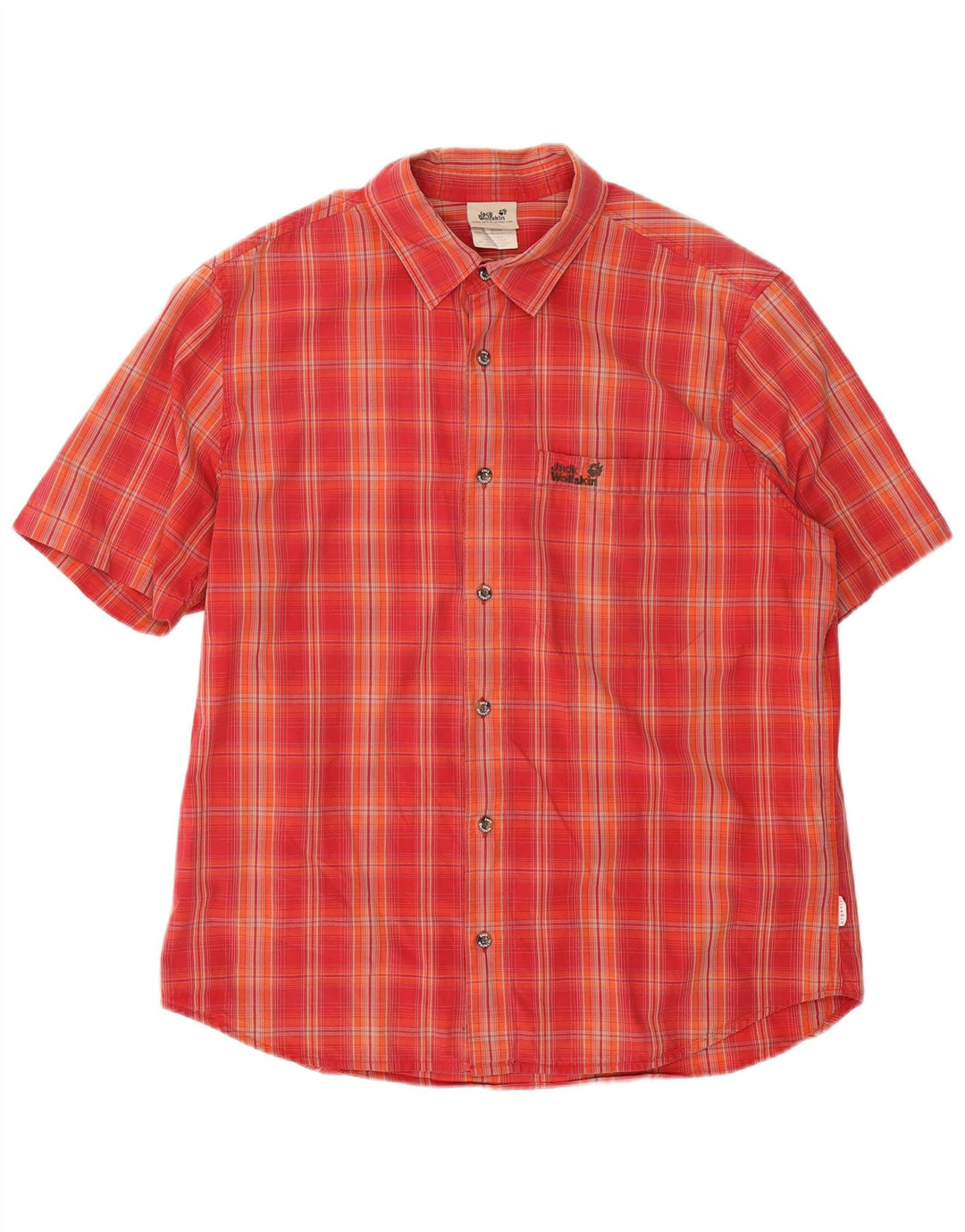 Camisa masculina de manga curta JACK WOLFSKIN grande algodão xadrez vermelho