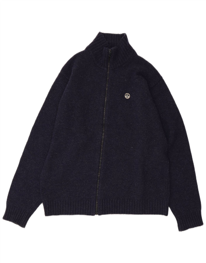 Suéter cardigã masculino NORTH SAILS pequeno de lã azul marinho
