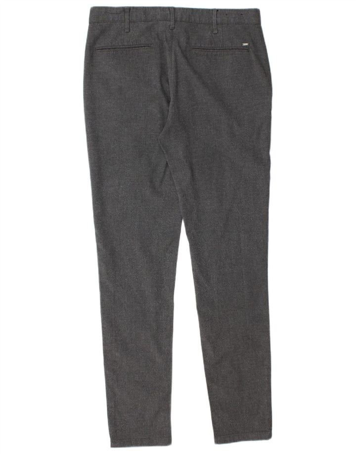Zara Mens Slim Chino Calças EU 40 Médio W31 L30 Poliéster Cinza