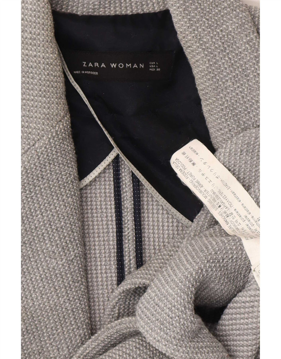 Zara Jaqueta Blazer Feminina com 1 Botão Reino Unido 16 Grande Poliéster Cinza