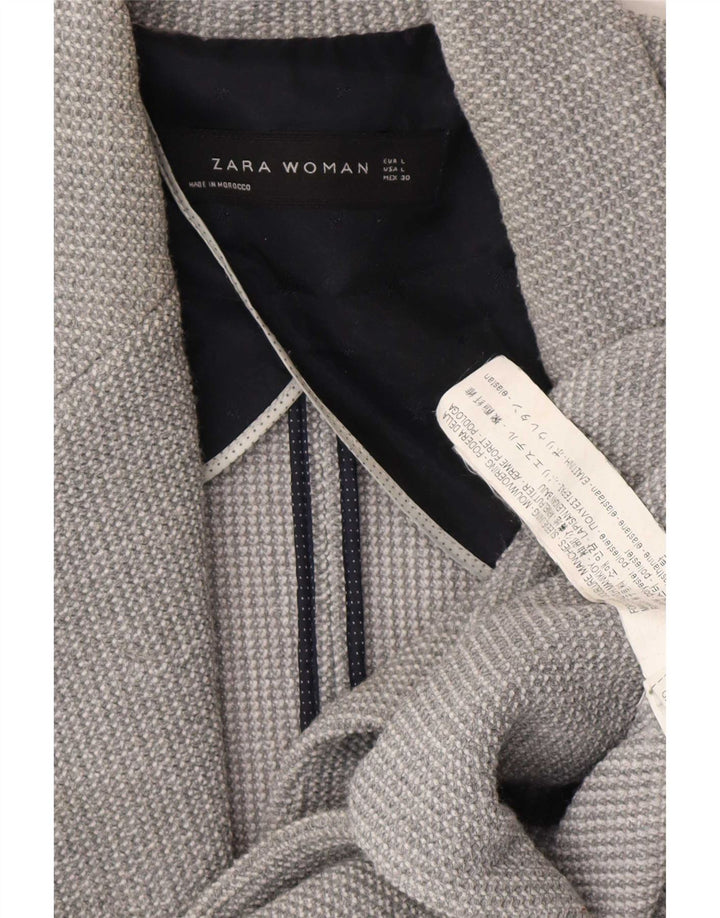 Zara Jaqueta Blazer Feminina com 1 Botão Reino Unido 16 Grande Poliéster Cinza