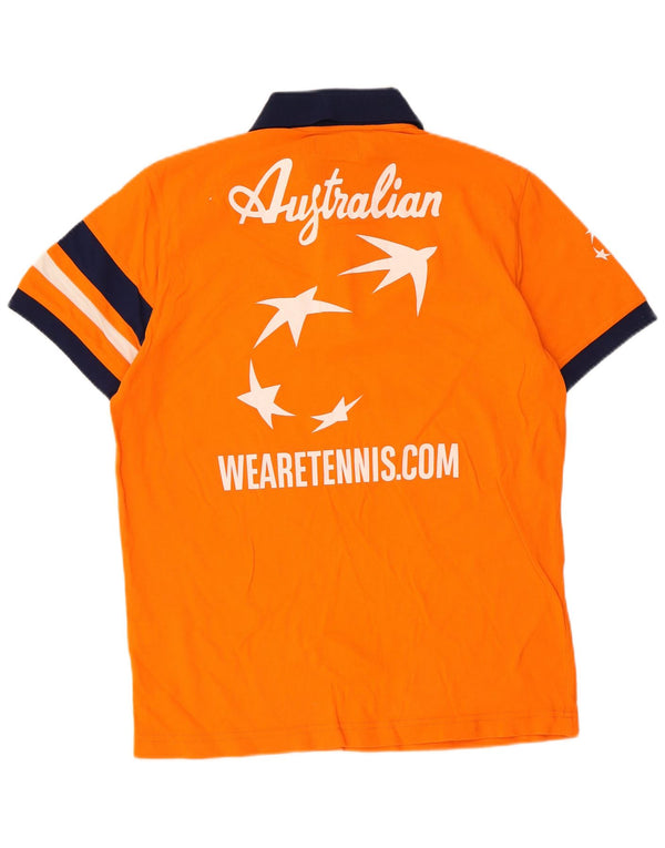Camisa polo masculina AUSTRALIAN L'ALPINA algodão colorblock laranja médio