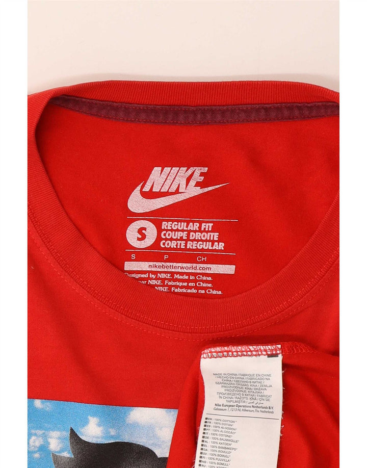 Camiseta Nike masculina regular fit gráfica top pequeno algodão vermelho