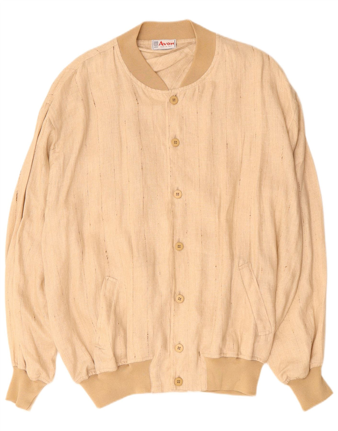 Jaqueta bomber masculina VINTAGE UK 42 XL bege risca de giz linho