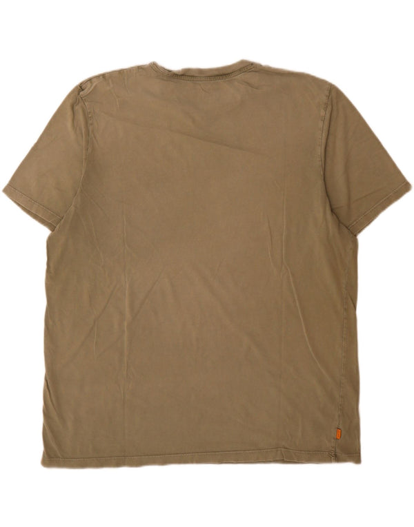 Timberland Mens Regular Fit T-Shirt Top 2XL Khaki Cotton