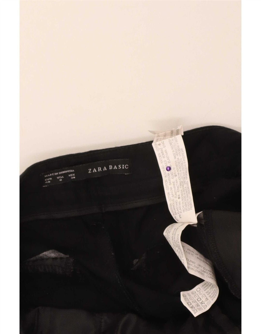 Calça feminina Zara cortada EU 40 médio W30 L24 algodão preto