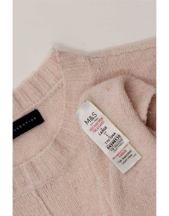 Suéter feminino Marks & Spencer grande com gola redonda Reino Unido 16 grande rosa