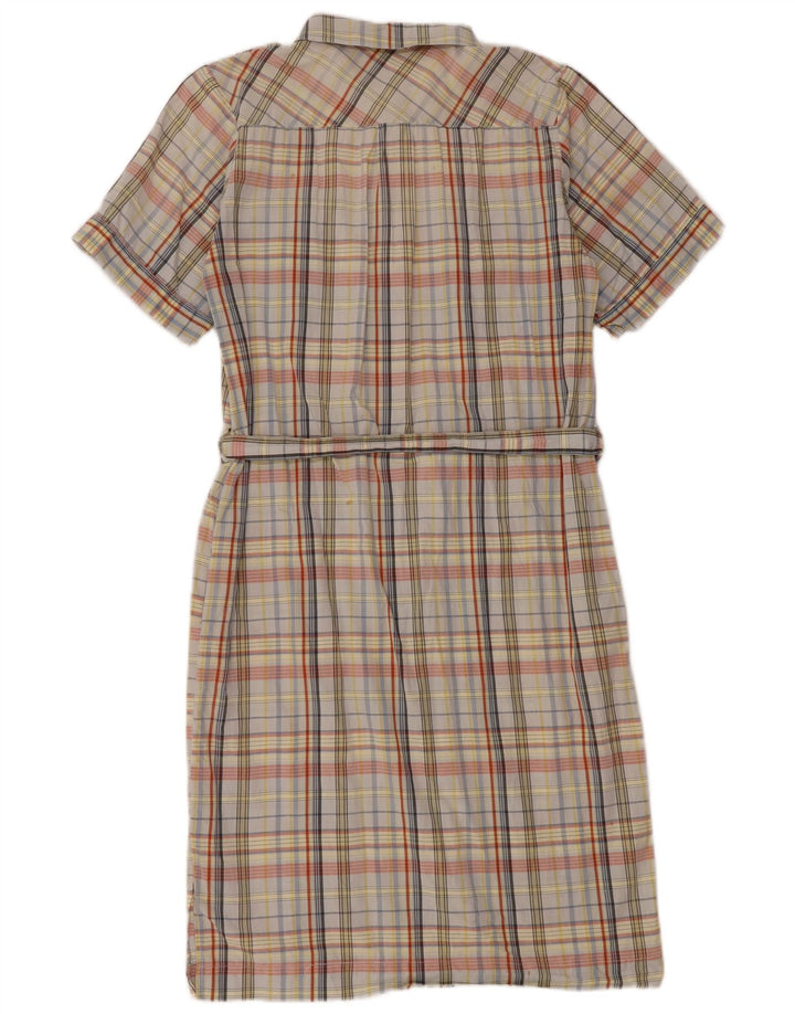 Vestido camisa feminino vintage Reino Unido 14 algodão xadrez médio multicolorido