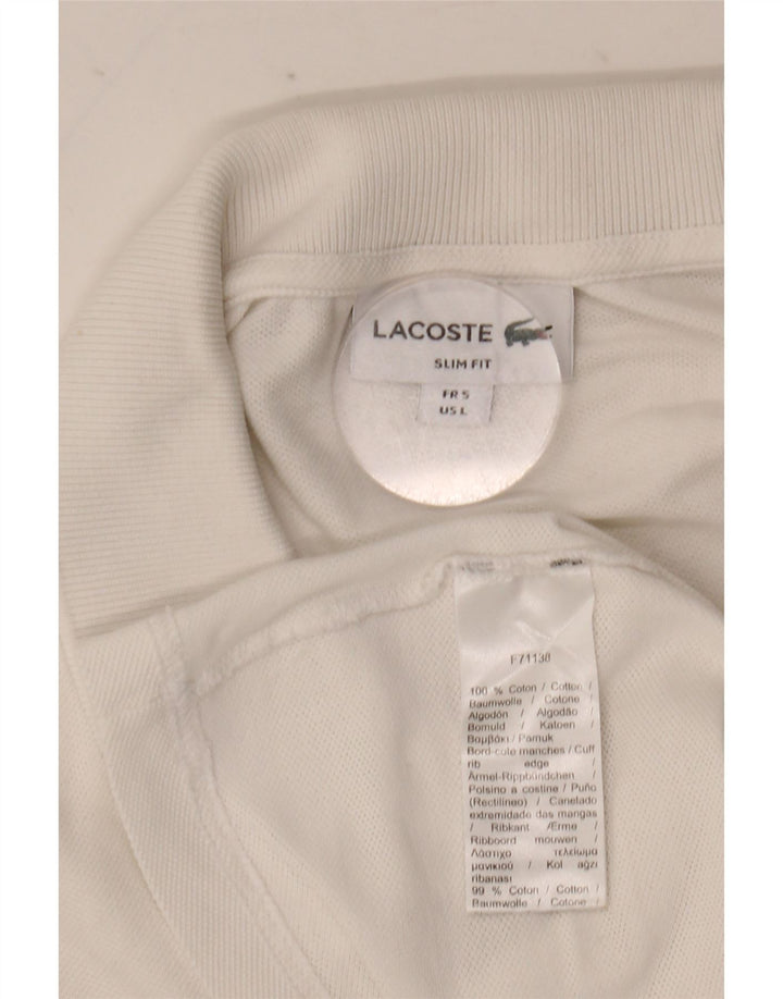 Camisa polo masculina Lacoste Slim Fit tamanho 5 grande algodão branco