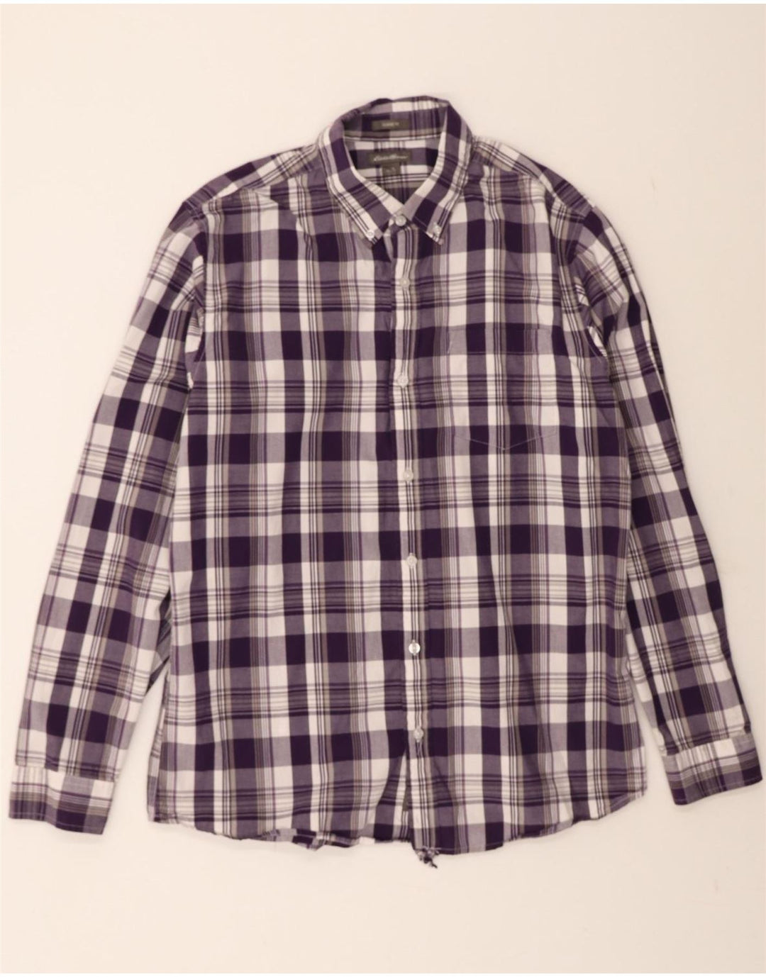 EDDIE BAUER Mens Classic Fit Shirt Large Purple Check Cotton Vintage Eddie Bauer and Second-Hand Eddie Bauer from Messina Hembry 