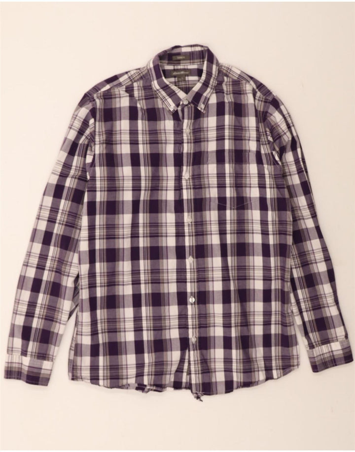 EDDIE BAUER Mens Classic Fit Shirt Large Purple Check Cotton Vintage Eddie Bauer and Second-Hand Eddie Bauer from Messina Hembry 