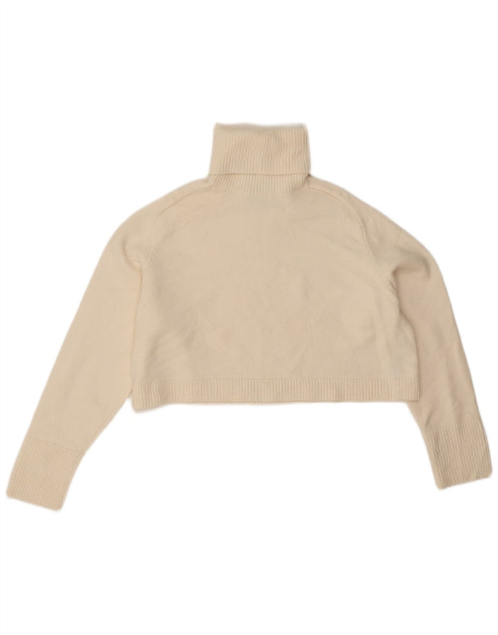 Zara Suéter feminino cropped oversized com gola redonda Reino Unido 14 médio off white