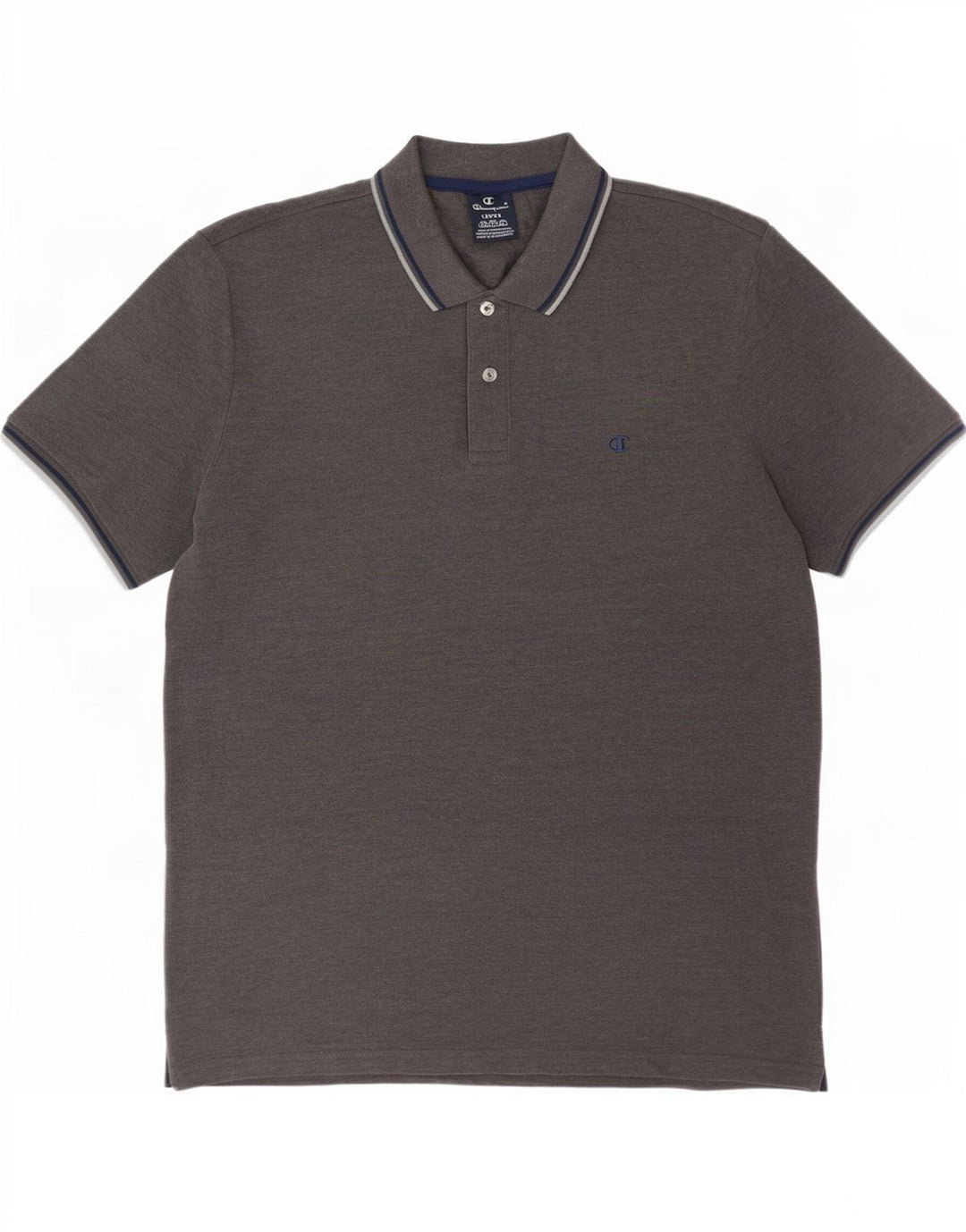 Camisa polo masculina Champion grande algodão listrado cinza