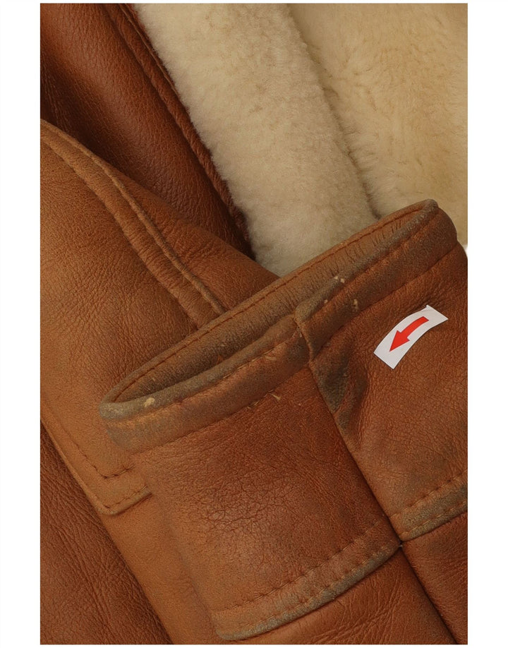 Jaqueta masculina vintage de shearling UK 40 grande marrom shearling