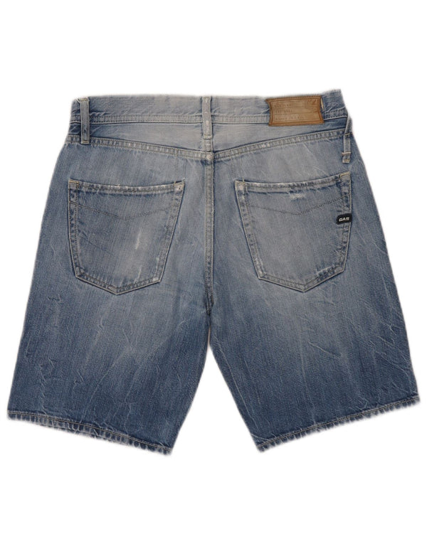 Shorts jeans feminino Gas W29 algodão azul médio