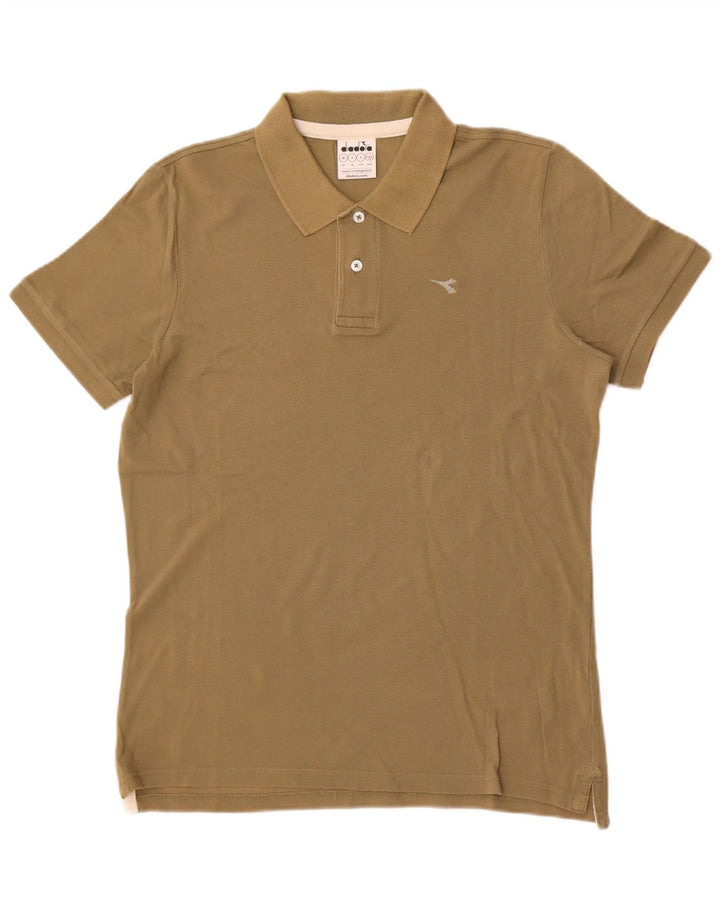 Camisa polo masculina Diadora pequena cáqui