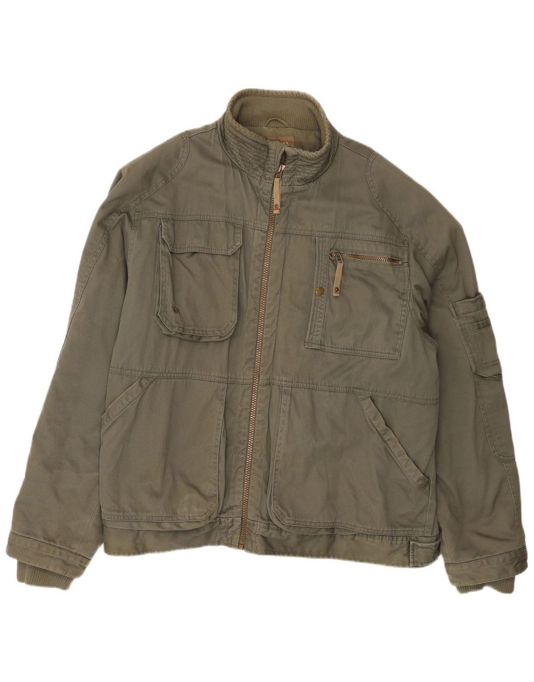 Jaqueta utilitária masculina Fat Face UK 44 2XL algodão cáqui