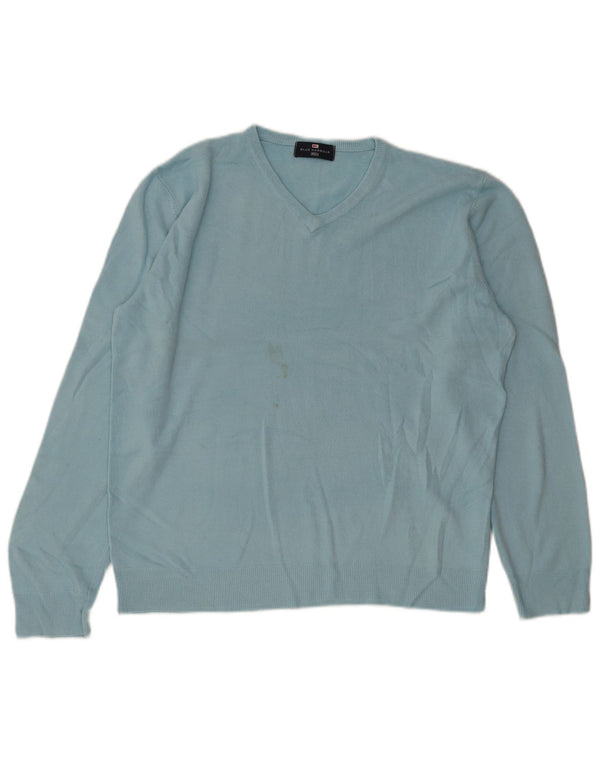 Suéter masculino Marks & Spencer Blue Harbor com decote em V grande acrílico