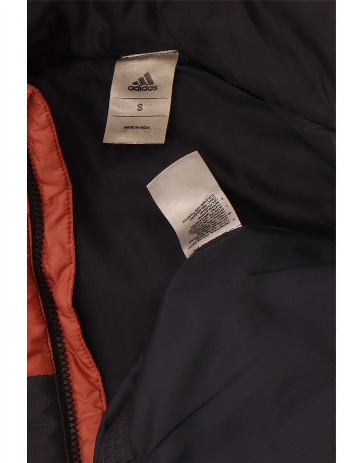Colete acolchoado feminino Adidas UK 10 pequeno cinza colorblock poliéster