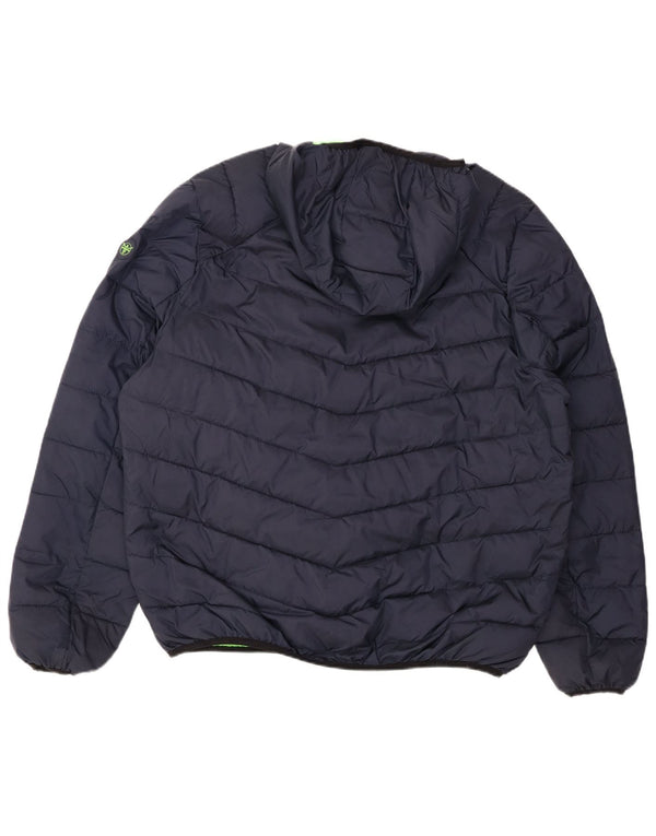 Jaqueta masculina acolchoada com capuz CHIEMSEE UK 42 XL azul marinho poliéster