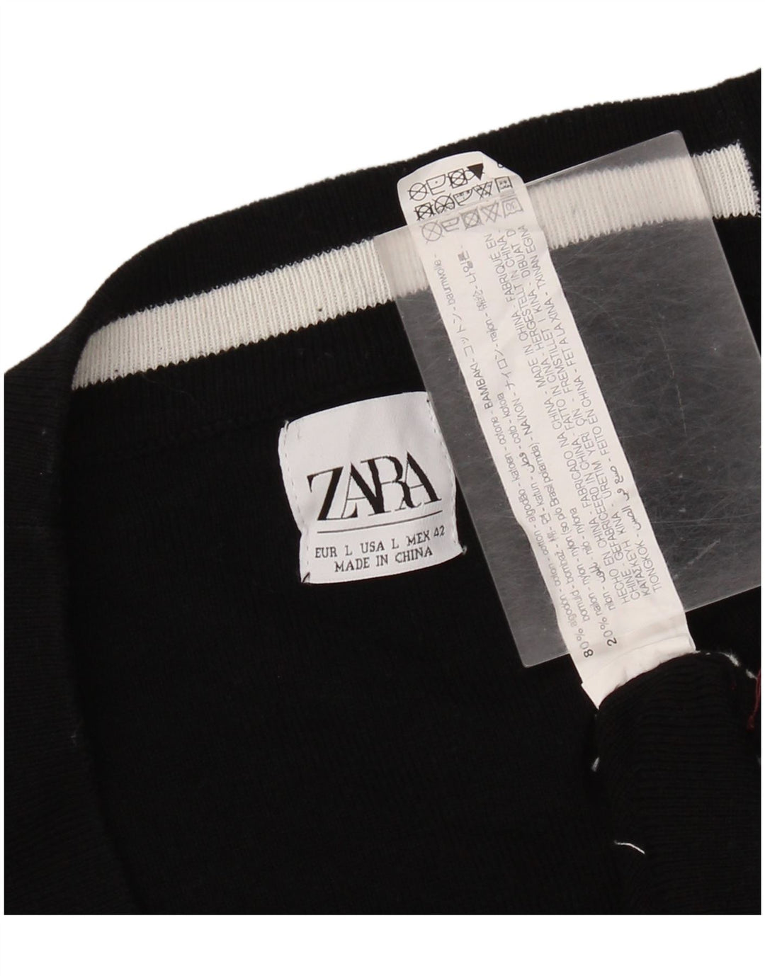 Suéter cardigã feminino Zara Longline EU 42 grande algodão colorido preto