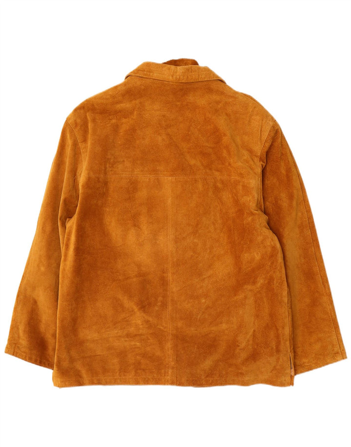 Jaqueta de camurça feminina vintage Reino Unido 16 grande couro marrom retrô