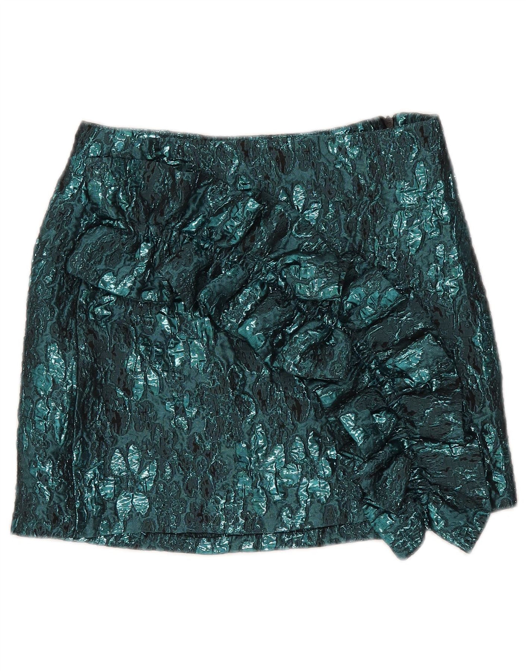 Mini saia feminina Zara XS W24 azul floral poliéster