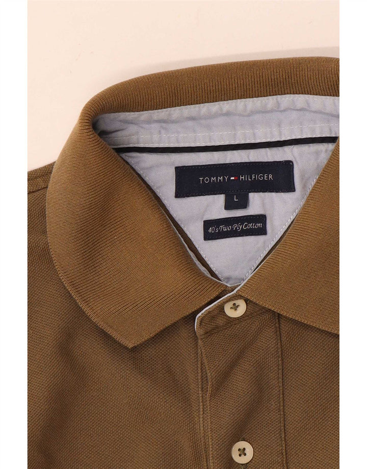 Camisa polo masculina Tommy Hilfiger grande algodão marrom