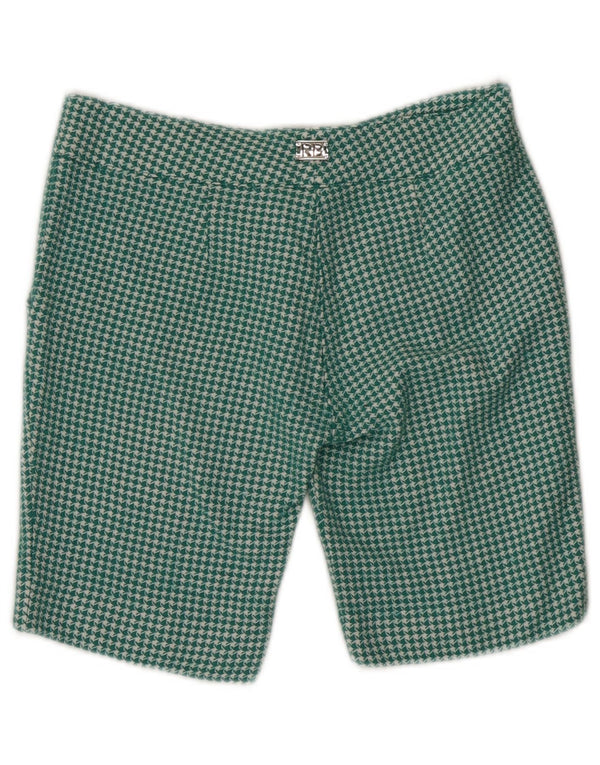 Shorts chino feminino ROCCOBAROCCO US 6 médio W30 verde houndstooth lã