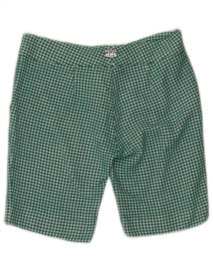 Shorts chino feminino ROCCOBAROCCO US 6 médio W30 verde houndstooth lã