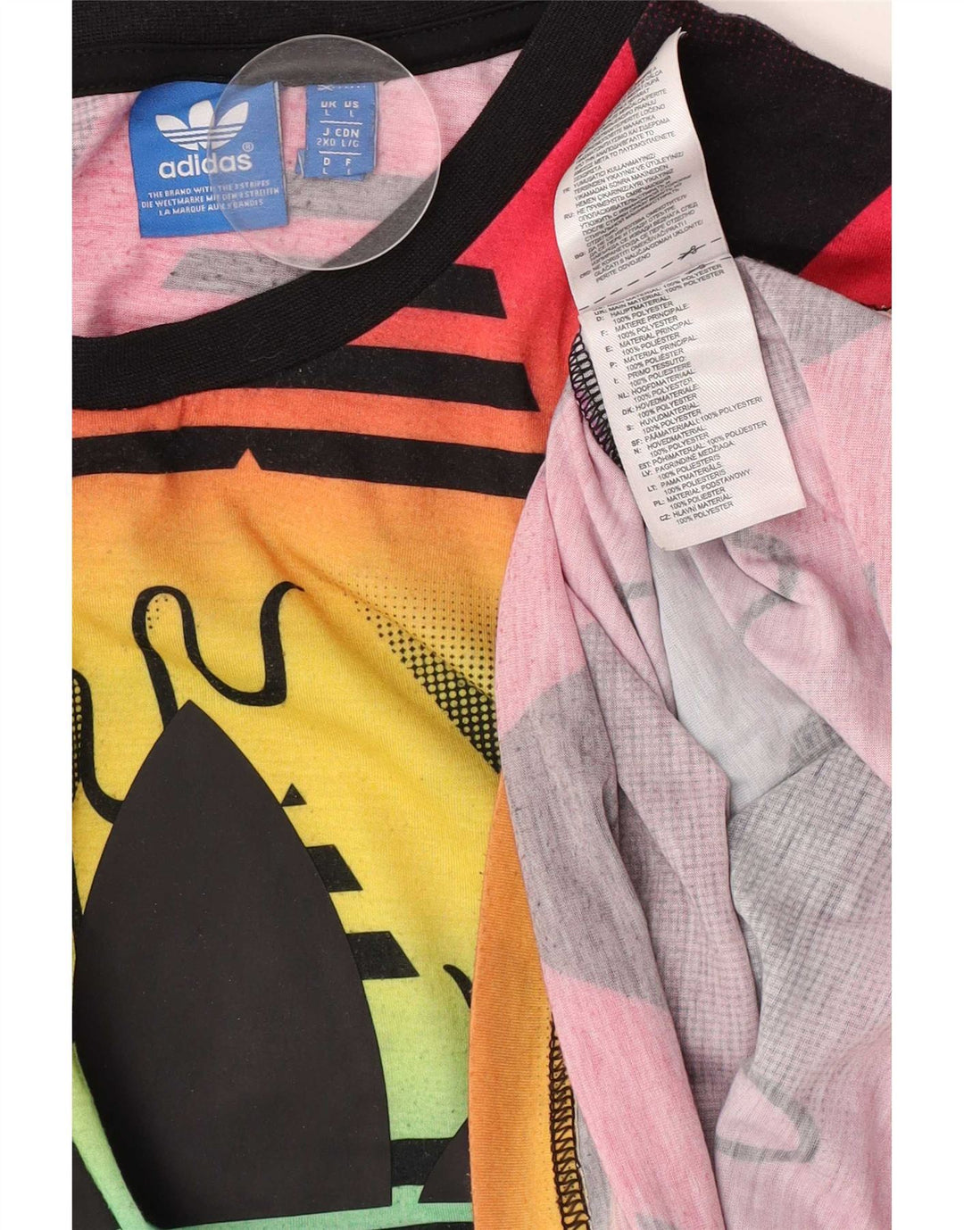 Adidas Mens Graphic T-Shirt Top Grande Poliéster Multicolorido