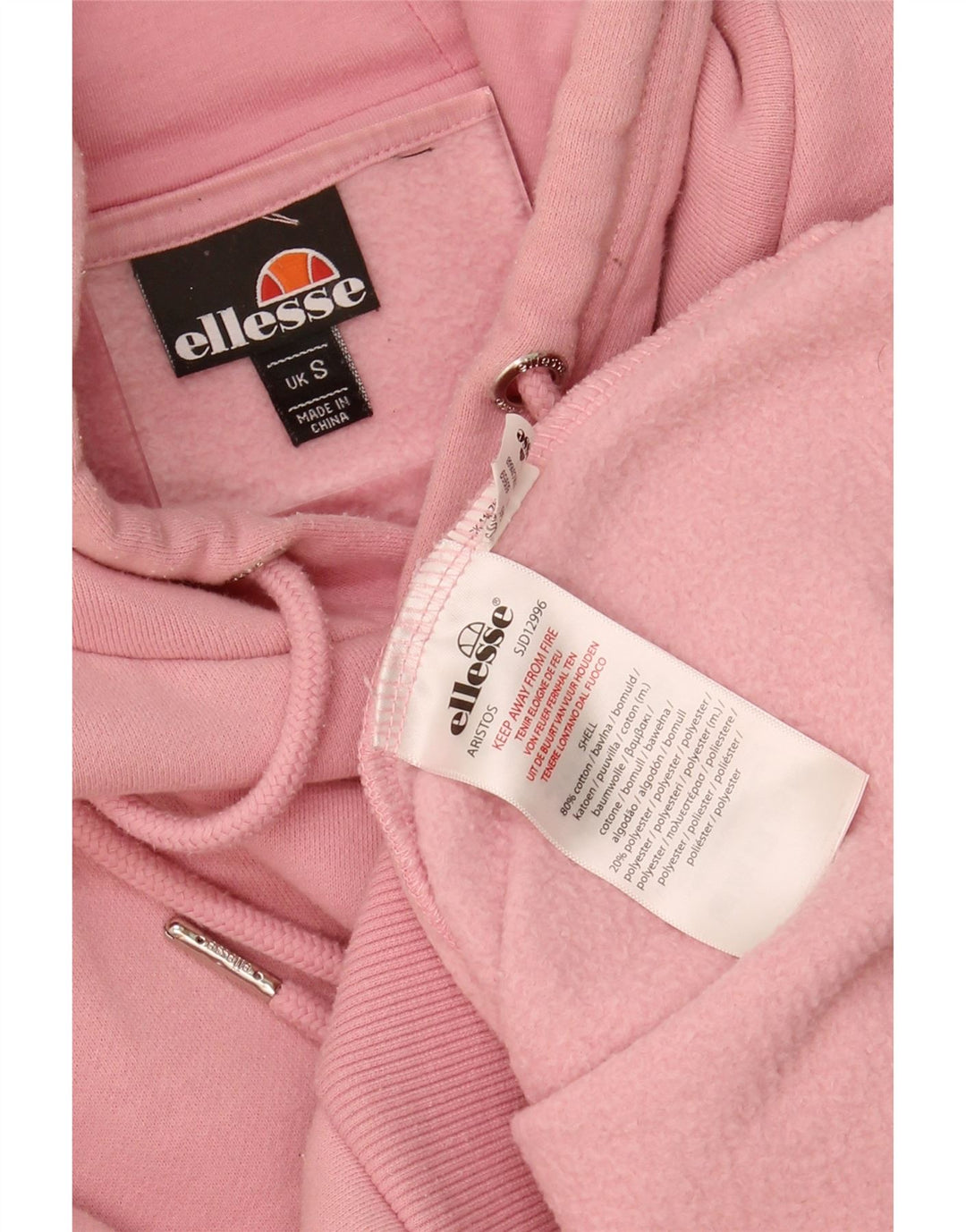 ELLESSE moletom com capuz feminino UK 10 pequeno algodão rosa